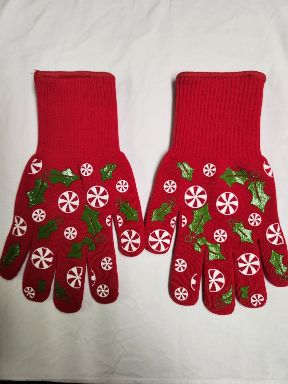 TEMPTATIONS by Tara OVEN GLOVES HOLIDAY Christmas Peppermint and Holly LARGE
